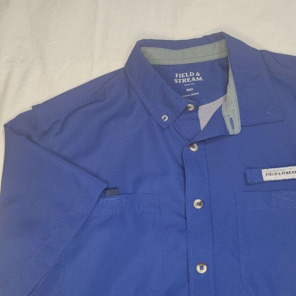 Field & Stream Other - Field & Stream Shirt Mens Med Blue Short Sleeve Button Up Fishing Camping EUC‎